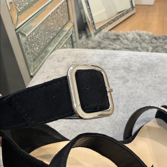 Athena Alexander Black and Silver Wedge Sandals - Picture 9 of 13